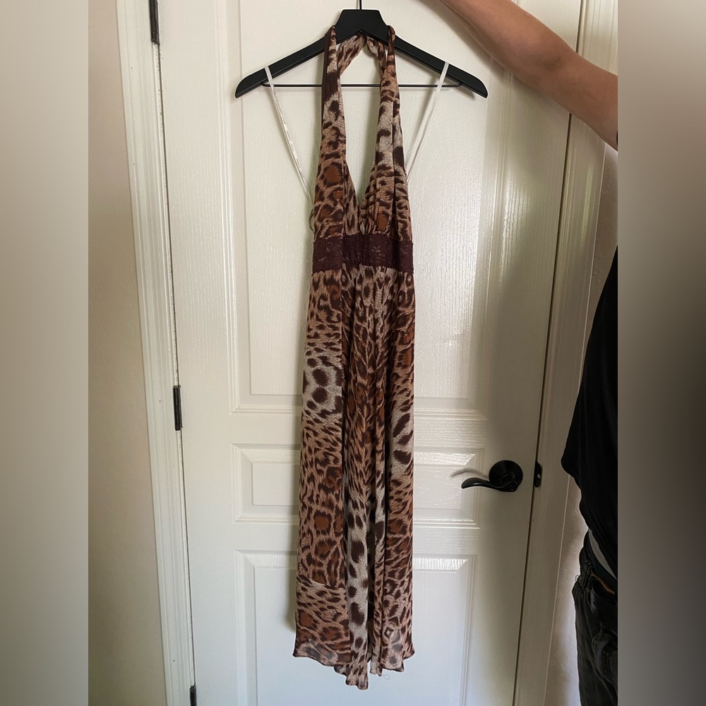 Vintage Betsey Johnson Leopard Print Halter Dress